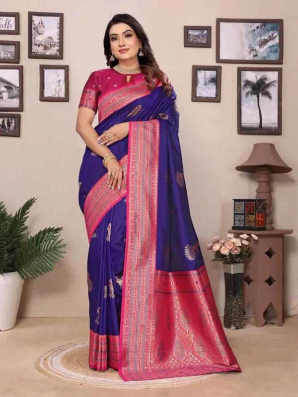 Woven Banarasi Silk Blend Saree